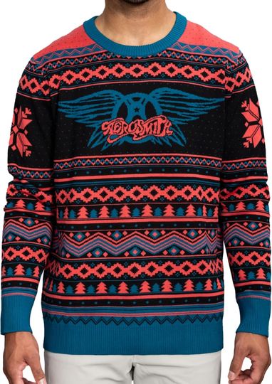Aerosmith Logo Classic Music Rock Band Festive Knitted Ugly Christmas Sweater by Life Clothing