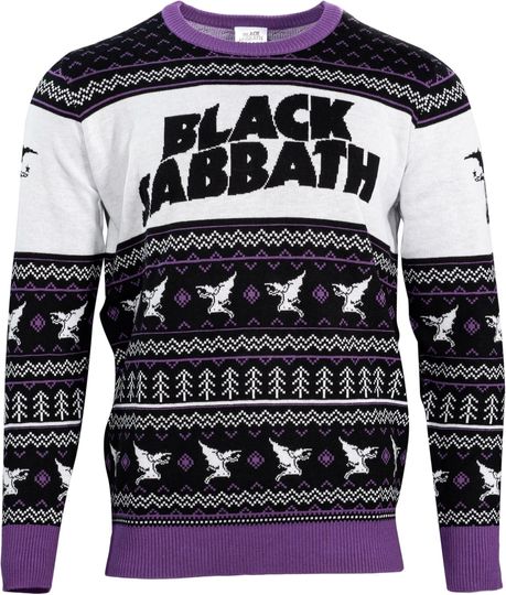 Black Sabbath Classic Music Rock Band Festive Knitted Officially Licensed Ugly Christmas Sweater by Life Clothing