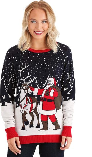 Adult Santa & Reindeer Unisex Ugly Christmas Sweater