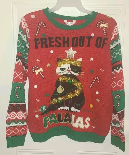 Discover No Boundaries Ugly Christmas Sweater Sz 21 XXXL Grumpy Cat Fresh Out of FA LA LA