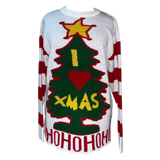 I Love Xmas HO HO HO Ugly Christmas Sweater funny character Holiday Cheermeister Heart