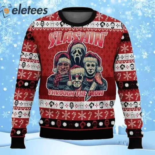 Discover Horror Guys Slashin' Through The Snow Ugly Christmas Sweater NF1NJZHO