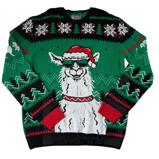 Discover Ugly Christmas Sweater Men’s Holiday Santa Llama Holiday Sweater Size XXL NWT