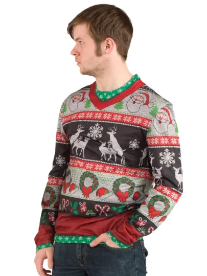 Frisky Deer Ugly Christmas Sweater Reindeer Tacky XMAS Holiday Sweatshirt