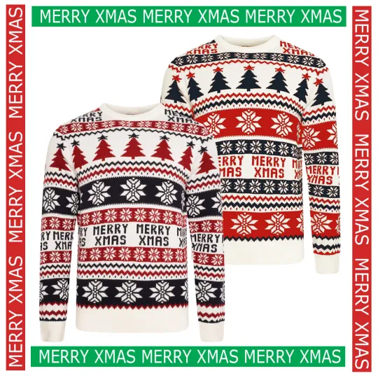 Discover Mens Christmas Jumper Xmas Sweater Knitted Novelty Santa Fairisle Ladies Unisex