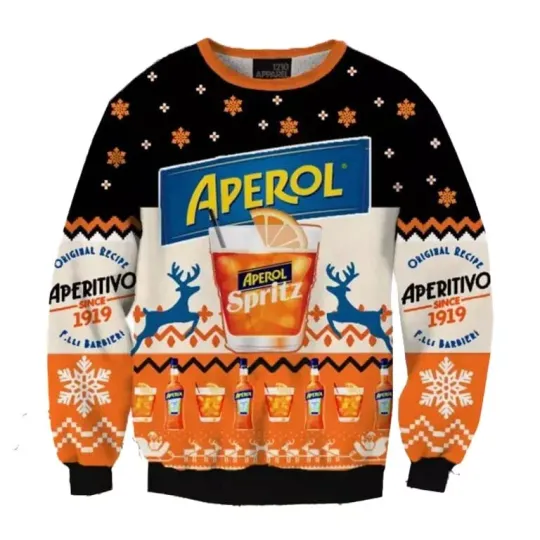 Discover Aperol Spritz Black And Orange Ugly Christmas Sweater 32TGI049