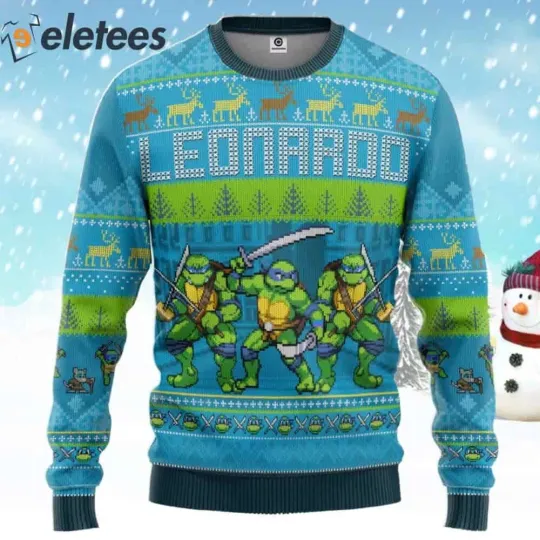 Leonardo Teenage Mutant Ninja Turtles Ugly Christmas Sweater LX60VUJK