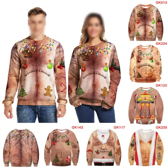 Discover Men Women Sweatshirt Xmas Party Jumper Ugly Christmas Sweater Pullover Tops New
