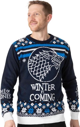 Game of Thrones Adults Christmas Jumper Mens Blue Knitted Sweater