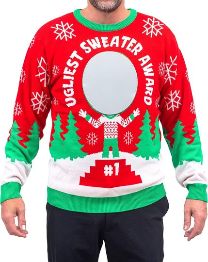 Discover Ugliest Sweater Face Mirror Award Ugly Christmas Sweater
