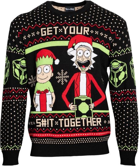 Rick and Rickandmorty Get Your Together Gift Presents Ugly Christmas Sweater