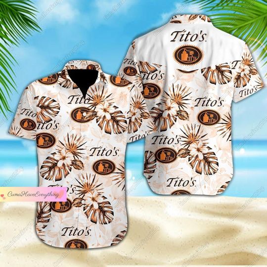 Discover Tito's Button Shirt, Titos Aloha Shirt, Tito Hawaiian Shirt, Tito's Handmade Vodka Shirt, Tito Vodka Summer Shirt, Tito Beach Shirt