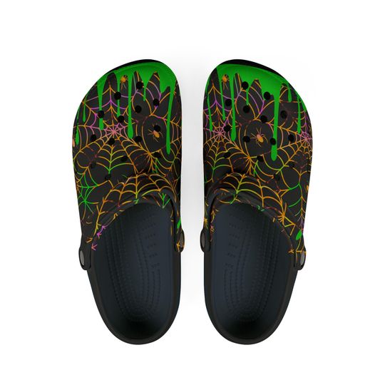 Spooky Spiderweb Drip Clogs Halloween clogs Spooky shoes Halloween footwear Festive clogs Comfortable clogs Unique clogs Gift idea