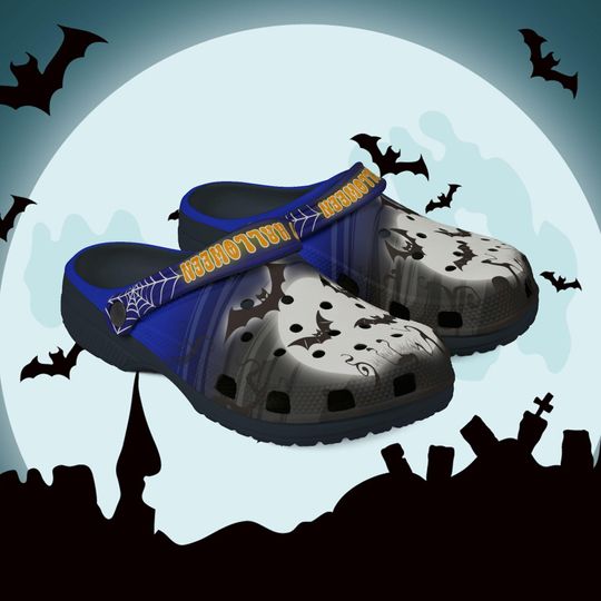 Discover Slip-On halloween moon and bats Shoes, trick or treat, Rubber Sole Comfort Shoes, Halloween Costume, ghosts and ghouls, printed clogs