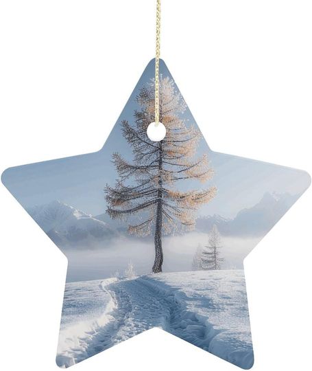 Discover Tall Larch Tree Christmas Ornaments Christmas Tree Ceramic Hanging Star Ceramic Ornaments for Christmas Tree Holiday Ornaments with Gold Ribbon Porcelain Pendants for Party Xmas Decoration
