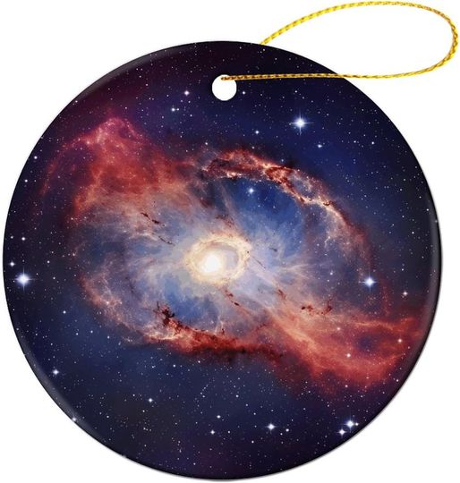 Discover Ceramic Round Christmas Ornament, Universe Milky Way Galaxy Print Lightweight, Colorful Holiday Hanging Decor for Trees & Fireplaces