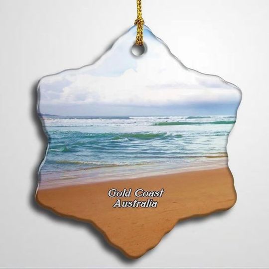 Discover Australia Surfers Paradise Gold Coast Christmas Ceramic Ornament Xmas Tree Decor Souvenirs Double Sided Snowflake Porcelain Home Gifts