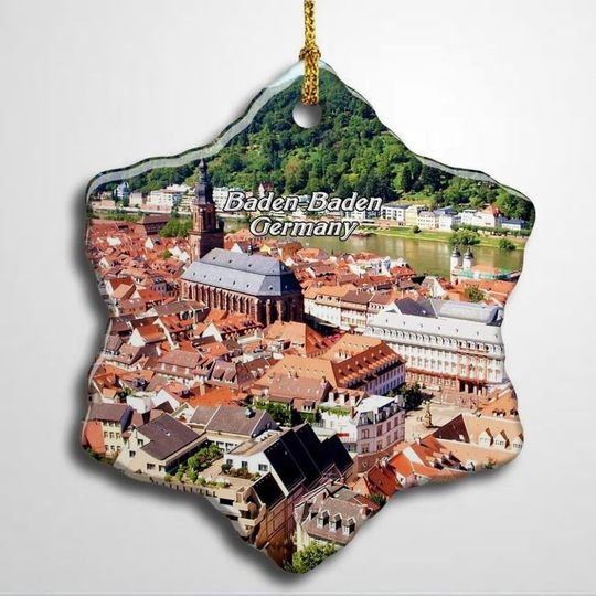 Discover Germany Baden-Baden Christmas Ceramic Ornament Xmas Tree Decor Souvenirs Double Sided Snowflake Porcelain Home Gifts