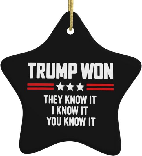 Discover Funny Trump Won Ornament Ceramic Xmas 3" Star Christmas Tree Ceramic Ornaments for Home Christmas Holiday Party Gift Ornaments Porcelain Pendant