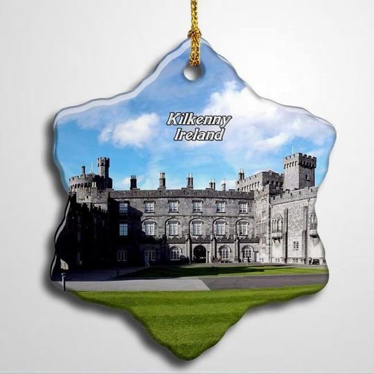 Discover Ireland Kilkenny Castle Christmas Ceramic Ornament Xmas Tree Decor Souvenirs Double Sided Snowflake Porcelain Home Gifts