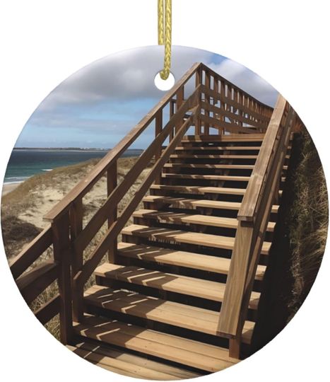 Discover Christmas Tree Ceramic Hanging Christmas Ornaments Board Walk Stair Ceramic Ornament Pentangle Christmas Ornament with Gold Ribbon Star Shape Christmas Tree Hanging Decorations for Holiday