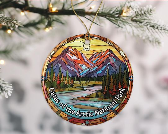 Gates Of The Arctic National Park Ornament, Stained Glass Look Ornament, National Parks Christmas Ornament, Keepsake Ornament, Travel Souvenirs, Christmas Ornament Ceramic Gift Printed on Both Sides