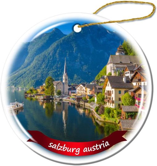 Discover Fhdang Decor Salzburg Austria Christmas Ornament Porcelain Double-Sided Ceramic Ornament,3 Inches
