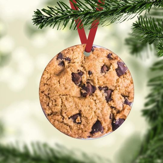 Discover Chocolate Chip Cookie Christmas Ornaments Funny Cookie Christmas Tree Hanging Ornaments Decorations Xmas Ornaments Ceramic Round Ornament Holiday Home Decor