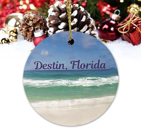 Discover Hanging Ornaments Destin Florida Christmas Ornament Landscape 3 Inch Rounded Ceramic Ornaments Christmas Ornament Souvenir Xmas Tree Decorations Ornaments Christmas Keepsake