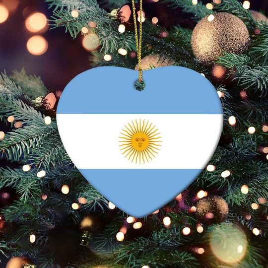 Discover Argentina Flag Ceramic Christmas Ornaments 2022 Argentina Souvenir Xmas Tree Hanging Pendant Funny Holiday Happy New Year Gifts for Kids Friends Family