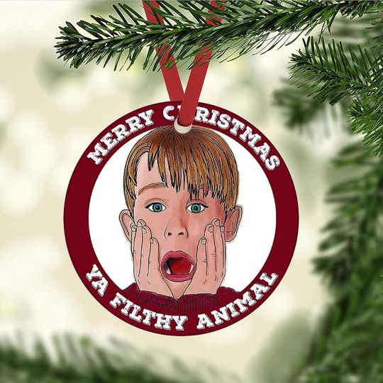 Merry Christmas Home Alone Ya Filthy Funny Holiday Animall Ornament Classic Christmas Filies,Christmas Movie,Christmas Friends Xmas Ornament Ceramic Christmas Ornament Holiday Keepsate