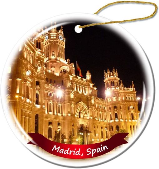Discover Fhdang Decor Madrid Spain Christmas Ornament Porcelain Double-Sided Ceramic Ornament,3 Inches