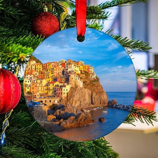 Discover Cinque Terre Italy Christmas Ornament Ceramic Christmas Ornament Christmas Tree Decorations Christmas Stocking Filling Gift Xmas Pendant