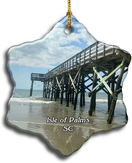 Isle of Palms Beach South Carolina USA America Christmas Ceramic Ornament Xmas Tree Decor Souvenirs Double Sided Snowflake Porcelain Home Gifts