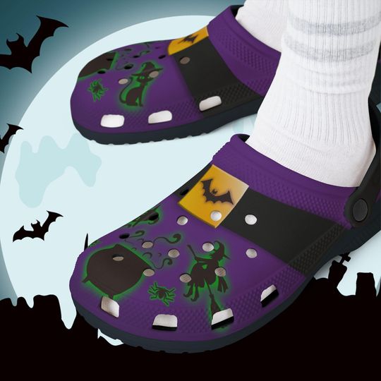 Witch Clogs, trick or treat, Rubber Sole Comfort Shoes, Halloween Costume, ghosts and ghouls, printed clogs, Agatha Harkness