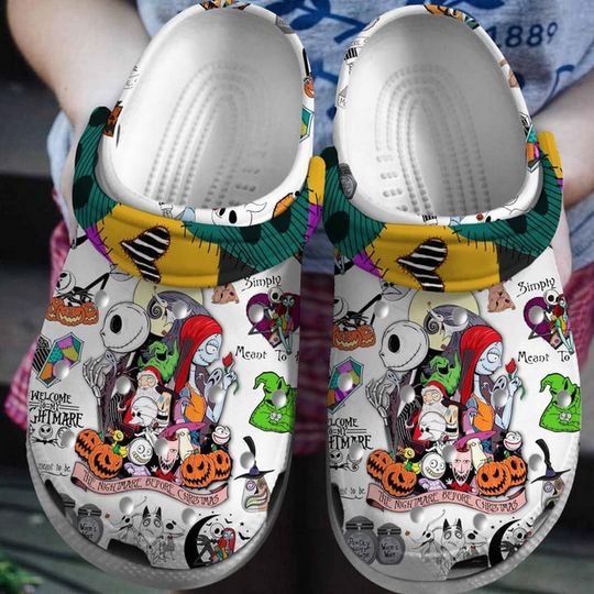 Christmas Jack Skellington Clogs, Wellcome To My Nightmare Horror, Disney Halloween Clogs, Spooky Season Movie, Disneyland Trip Sand