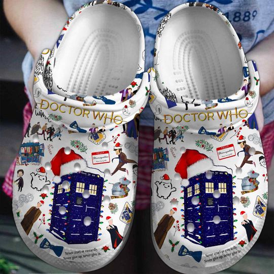 Christmas Doctor Who Clogs, Tardis Police Box Movie Sandals, Tv Series Xmas Clogs, Doctor Who Xmas Sandals, TV Show Christmas Gift
