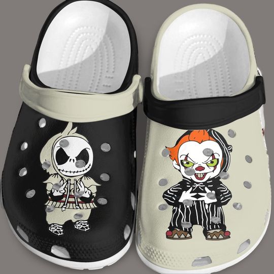 Halloween Jack Skellington Pennywise Shoes, Horror Movie Sandals Men, Pennywise IT Shoes For Women, Nightmare Before Christmas Shoes