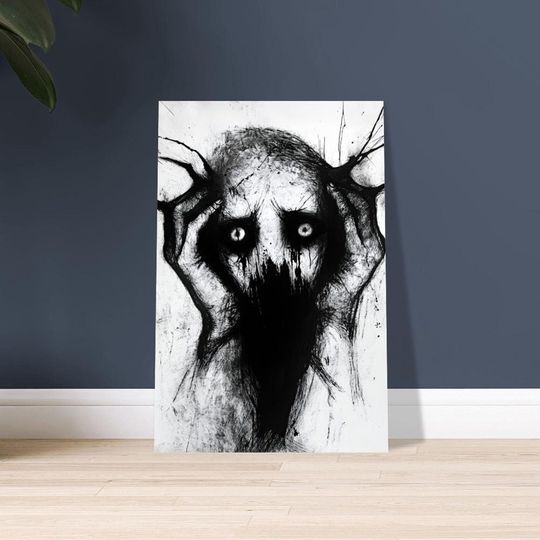 Discover Tormented Soul - Horror Poster Print | Black-and-White Art | Dark Fantasy | Spooky Wall Art | Halloween Decor | Gothic Home | Emotional Art