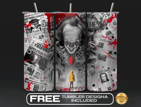 Discover Spooky Horror Characters Tumbler Wrap  , Halloween Themed  , Scary Movie Tumbler Sublimation, Creepy Character Tumbler Wrap