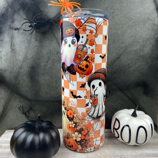Discover Halloween Tumbler, 20oz Tumbler, Cute Halloween Ghost Tumbler, Halloween Gift, Halloween Drinks Cup, Skinny Tumbler, Coffee Cup, Hot & Cold