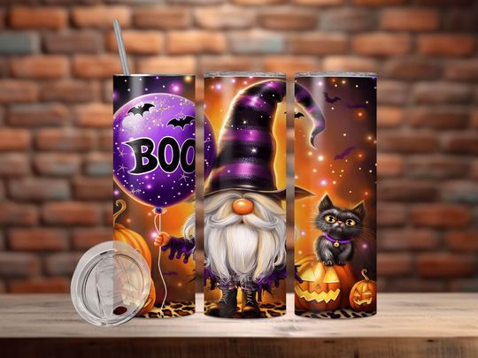 Discover Halloween Gnome 20 oz Tumbler Wrap Halloween Tumbler Wrap 20 oz Skinny Tumbler Sublimation Design Gnome Tumbler Wrap