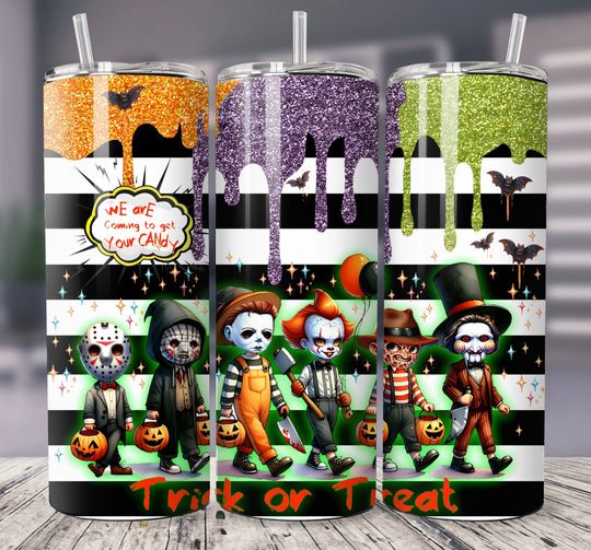Discover Killer movie friends 20 oz Tumbler sublimation wrap straight tapered , Horror killers, Halloween, evil clown, Trick or treat