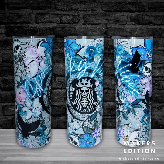 Spooky vibes, Spooky season, Halloween Tumbler, Starbucks design, Horror tumbler, Hocus Pocus, Fall Vibes, Skeleton Tumbler