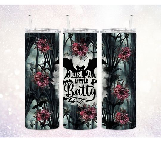 Discover Gothic Bats 20 oz Tumbler ~ Just a Little Batty ~ Skinny Halloween Tumbler ~ Sublimate Art ~ Funny Halloween Tumbler Wrap Waterslide