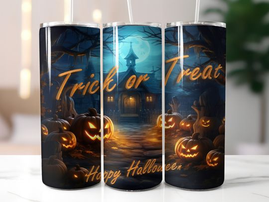 Discover Halloween Tumbler Wrap 20oz  Skinny Tumbler Sublimation Design Straight & Tapered Halloween Trick or Treat