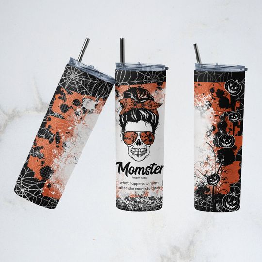Discover Momster Halloween Tumbler Wrap  | 20oz Skinny Tumbler Sublimation Designs Tumbler