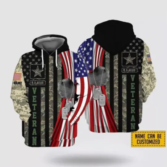 Discover Personalized US Army Veteran God Saved American All Over Print 3D HOODIE