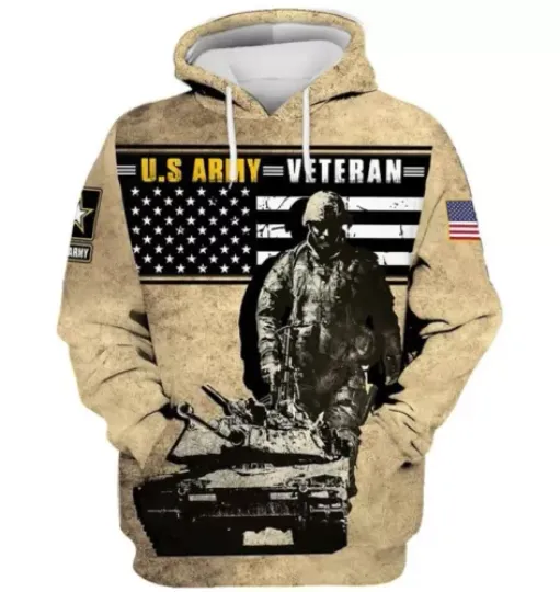 Veteran US Army Veteran Soldier And Tank 3D Hoodie All Over Printed