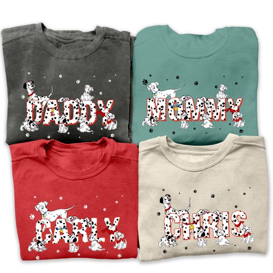 Custom Name 101 Dalmatians Family Matching Comfort Colors T-shirt, Pongo Perdita Lucky Patch, Disney Crew Shirt,  Disneyland Family Trip
